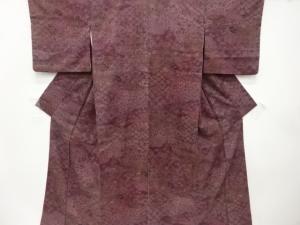 道長取りに草花・蝶・宝尽くし模様　小紋着物